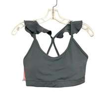 NWT Joy Lab Sports Bra Size XS Ruffle Strap Racerback Storm Gray Stretch Active