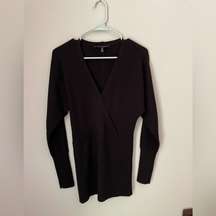 White House Black Market Black Wool Blend Sweater Bodycon Dress Size XS