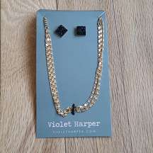 Violet Harper Gold Chain accented w/ onyx studs.
