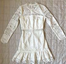 NWT Two Sisters White Lace Long Sleeve Mini Dress - 4