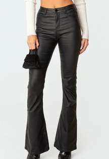 Black Faux Leather Flare Jeans