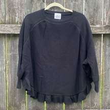 April Marin Black Ruffle Poncho Sweater NWT | OS