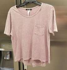 💕AVOCADO💕 Crew Neck Short Sleeve Pocket T-shirt ~ Pink Acid Wash One Size