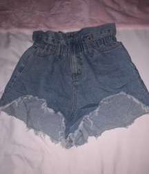 High Rise Paper Bag Jean Shorts