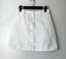 White Denim Button Front Mini Skirt UK 6 / US 2 XS