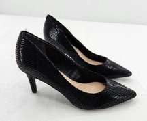 Alfani Womens Jeules Faux Leather Black Snake Smooth Dressy Slip On Heels 6.5M