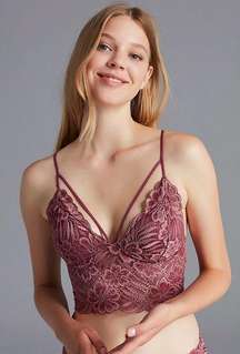 Penti | Luna Floral Lace Bralette with Adjustable Spaghetti Straps in Pink Small