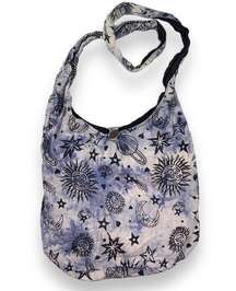 Blue & White Tie Dye Moon & Sun Print Bag