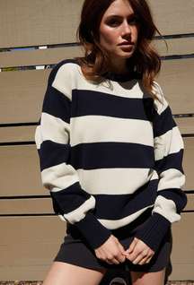 John Galt Navy & Cream Striped Brianna Sweater