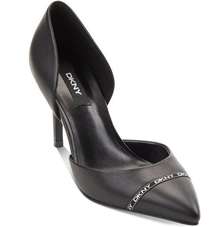 NEW DKNY Womens Rosetta Leather Logo Pumps BLACK