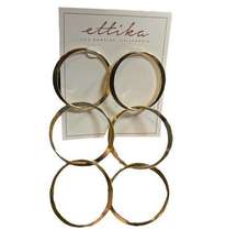 Ettika Gold Tone Long Triple Circle Earrings New
