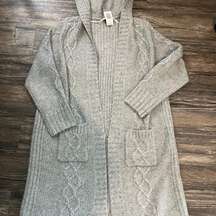 NWT Light Grey Torrid Duster with Hood SIze 0 Long, Soft, Pockets!
