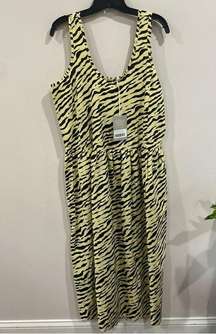 NWT The Poplin Summer Dress In Pale Yellow Tiger Stripe