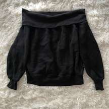 Good American black off the shoulder sweatshirt