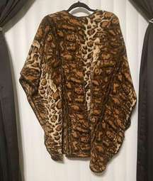 Animal print throw on heavy material- Shaw/Poncho type throw on