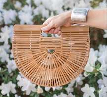 Bamboo Ark Half Moon Structured Bag Tan Natural Boho Blogger