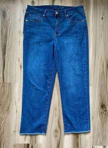 7 for All Mankind Tower Straight Cropped Blue Jeans