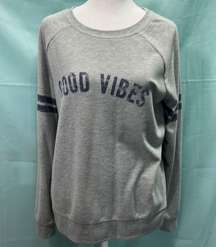 Grayson Threads Women’s Gray “good Vibes” Long Sleeve Sweatshirt Size M