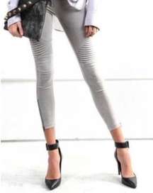 Olivia Light Gray Moto Leggings 