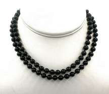 Monet vintage long  black beaded necklace