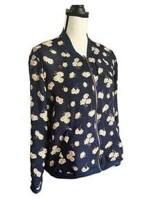 Daisy zip up front blouse/jacket bomber style. Size Large