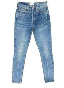 RE/DONE High Rise Tapered Medium Wash Jeans