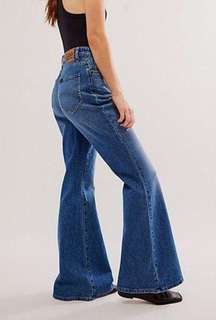 Lee Women's Blue High-rise Flare Jeans At Free People In Moutain Hike, Size: 25