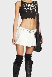 White Pleated Mini Skirt