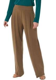 Slinky Brand Liquid Knit Wide Leg Pull-On Soft Pants Brown Ladies Size Large