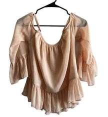 Lovers + Friends Womens S Or M Maison Cold Shoulder Peach Off the Shoulder Top