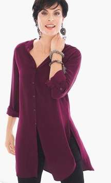 Chico’s- Burgundy woman’s button down size 1