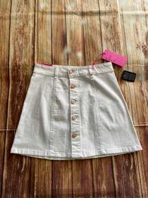 Women White A-Line Denim Skirt Buttons Front Size 1