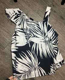 Black And White Tropical Top