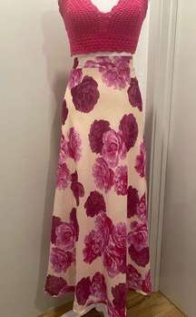 VTG 90s NYCC New York Clothing Co. Pink Roses Floral Patterned Maxi Skirt - M