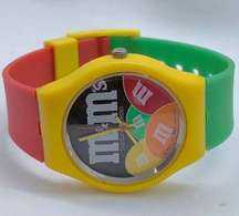 M&M's 1987 Quartz analog 35mm Watch Candy Collectible by Mars up to 7” runs