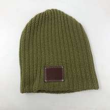 Light Olive Green Cotton Knit Slouchy Beanie Hat Classic OS