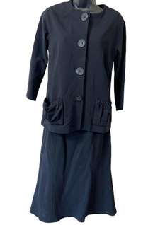 LAFAYETTE 148 New York Black Button Down Skirt Suit Set