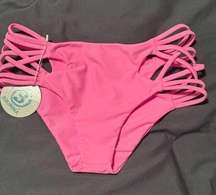 NEW Bubblegum Pink Swim DAVI Bikini Bottom Strappy Cheeky Hot Pink Barbie