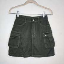 Lazy Oaf Army Green Cargo Y2K Women 24 Denim Mini Utility Classic Skirt