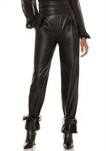 NBD Womens Yennefer Lined Faux Leather Ankle Tie Pants Black Small NWT