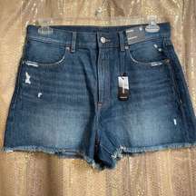 Express Super High Waisted Dark Wash Mom Jean Shorts Size 10 NWT