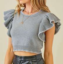 Grey Cropped Knit Top