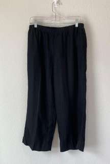 J. Jill Black Linen Wide Leg Pants Size Medium   