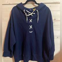 Polo Ralph Lauren Lace-Up Fleece Hoodie Blue Women's Size XS/S