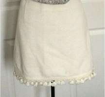 Moon River Ivory Knitted Mini Skirt With Tassel Trim Sz (L)
