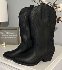 Black Tumbled Cowboy Rodeo Boots Womens 7 New Western Mid