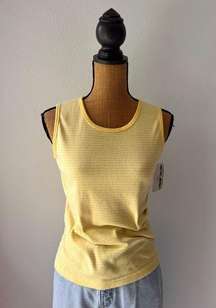 Vintage 90s EEIKA & CO Yellow and White Sleeveless Stripe Top Tank Top Size M