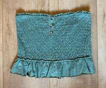 We The Free Size medium green smocked cropped tube top summer