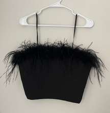 Black feather crop top