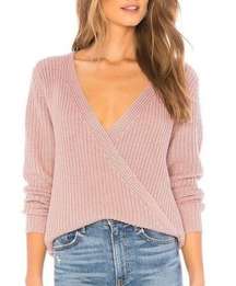 MinkPink Dusty Rose Pink Wrap Front Knit Sweater XS